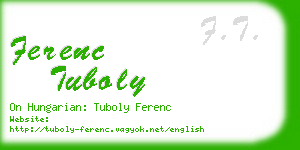 ferenc tuboly business card